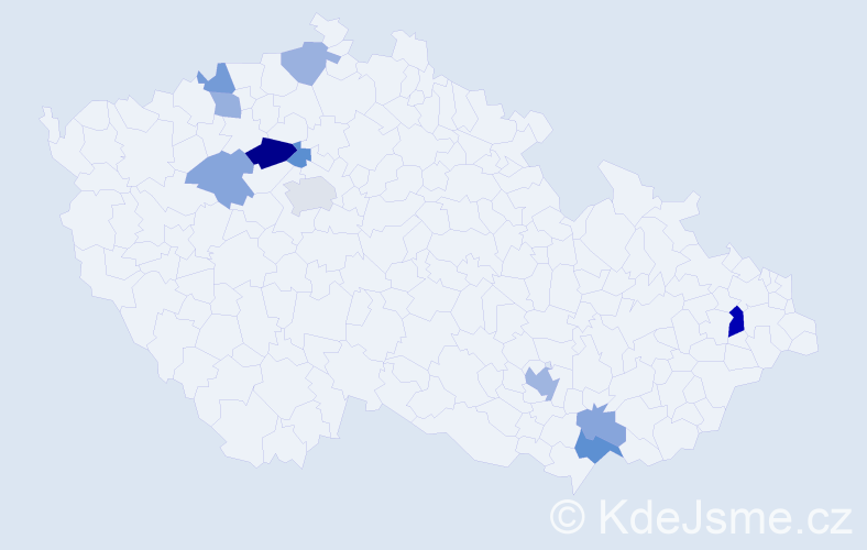 Příjmení: 'Demovičová', počet výskytů 19 v celé ČR