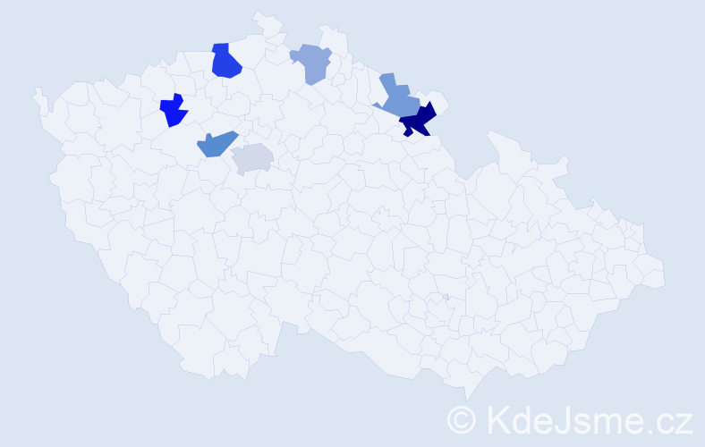 Příjmení: 'Prachatická', počet výskytů 13 v celé ČR