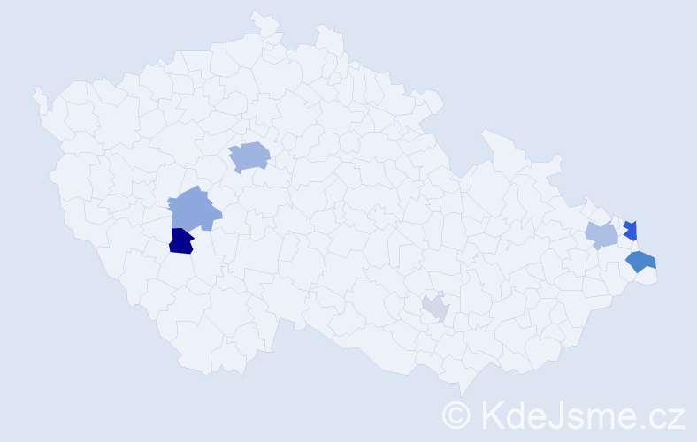 Příjmení: 'Ambrušová', počet výskytů 18 v celé ČR