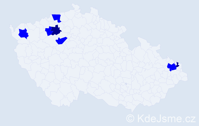 Příjmení: 'Dobda', počet výskytů 9 v celé ČR
