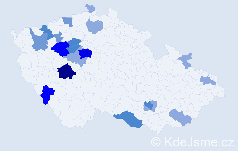 Příjmení: 'Andrášek', počet výskytů 50 v celé ČR