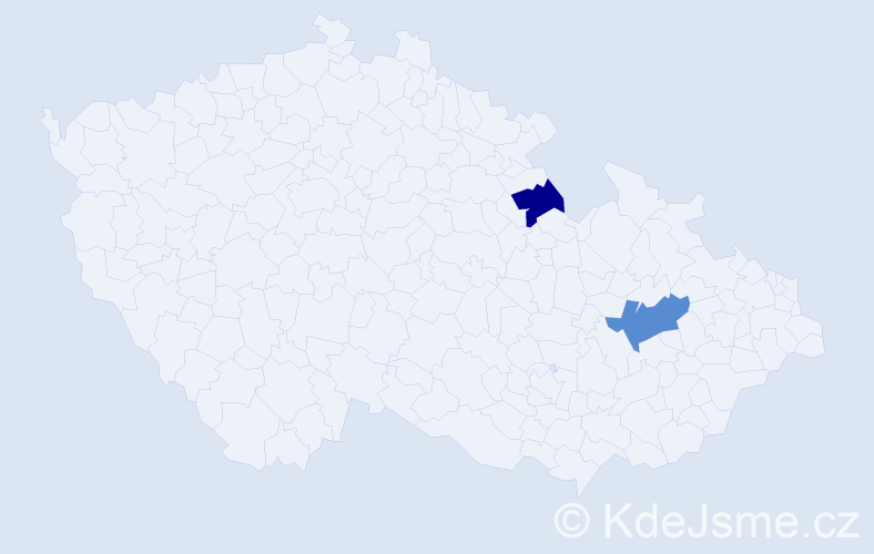 Příjmení: 'Verna', počet výskytů 5 v celé ČR