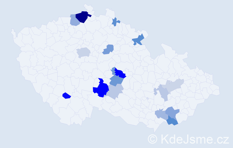 Příjmení: 'Vydlák', počet výskytů 38 v celé ČR