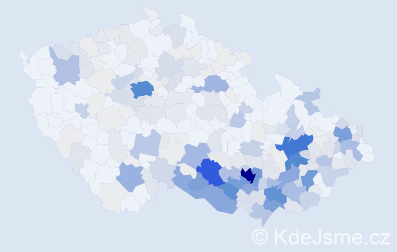 Příjmení: 'Kopeček', počet výskytů 1042 v celé ČR