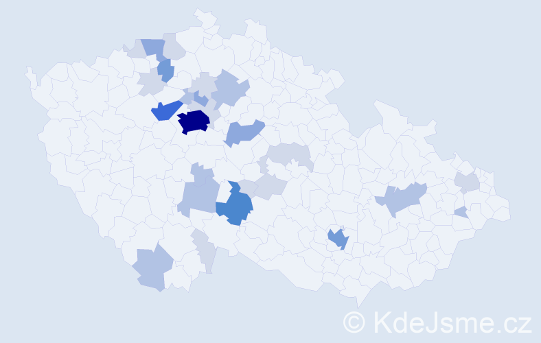 Příjmení: 'Vojna', počet výskytů 76 v celé ČR