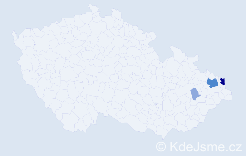 Příjmení: 'Turajová', počet výskytů 8 v celé ČR