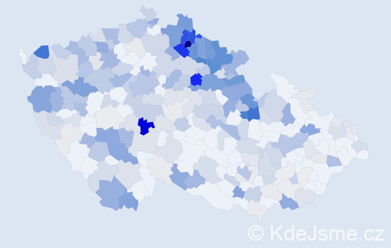 Příjmení: 'Tomešová', počet výskytů 868 v celé ČR