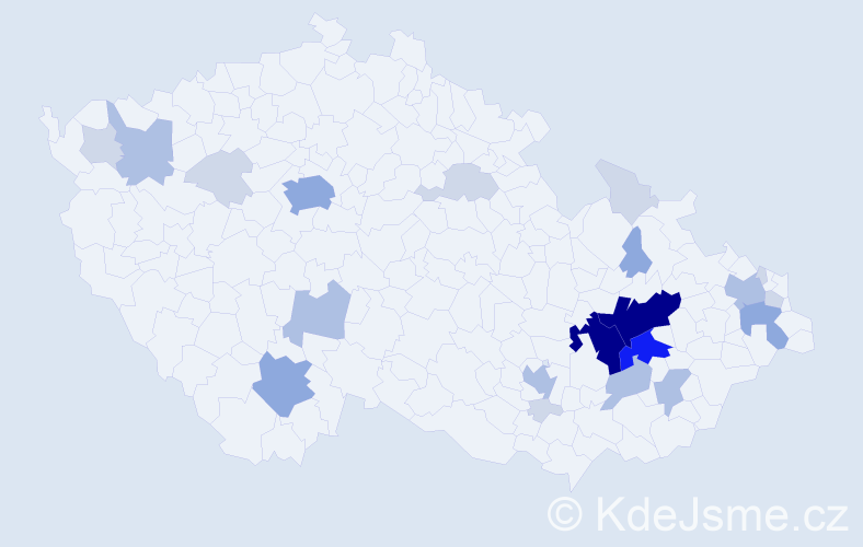 Příjmení: 'Sázel', počet výskytů 72 v celé ČR