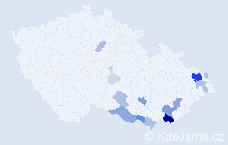 Příjmení: 'Šmahajová', počet výskytů 56 v celé ČR