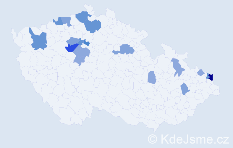 Příjmení: 'Pribula', počet výskytů 48 v celé ČR