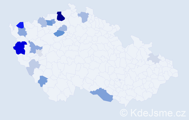 Příjmení: 'Bánomová', počet výskytů 54 v celé ČR