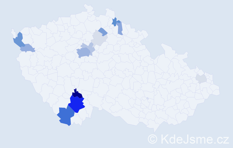 Příjmení: 'Petrouš', počet výskytů 64 v celé ČR