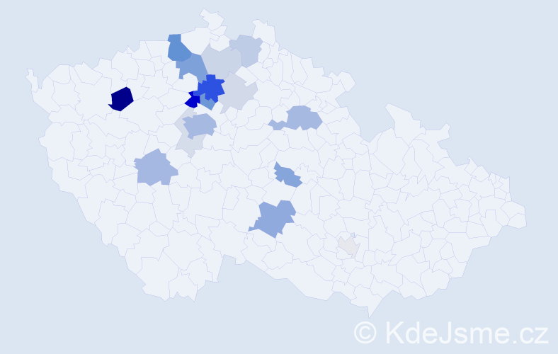 Příjmení: 'Derfl', počet výskytů 59 v celé ČR