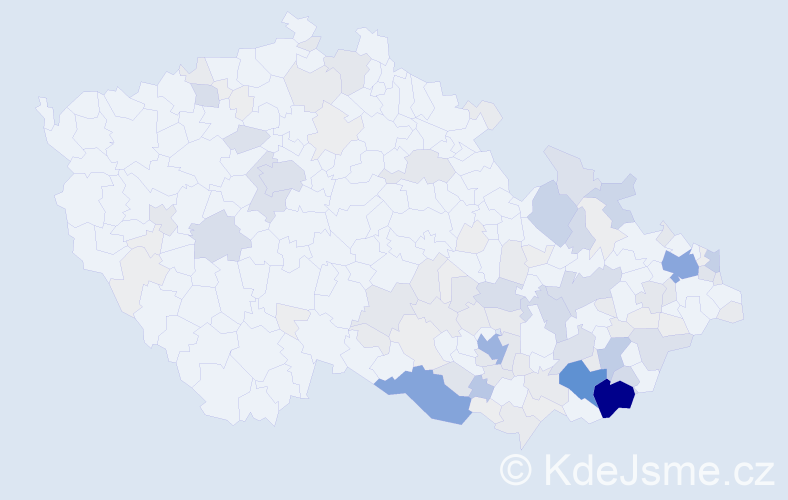 Příjmení: 'Kročilová', počet výskytů 474 v celé ČR
