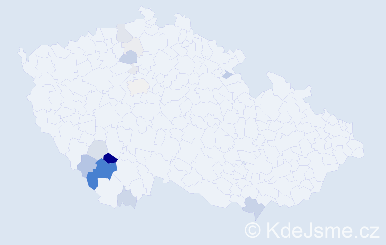 Příjmení: 'Cinádr', počet výskytů 71 v celé ČR