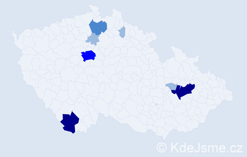 Příjmení: 'Borz', počet výskytů 16 v celé ČR