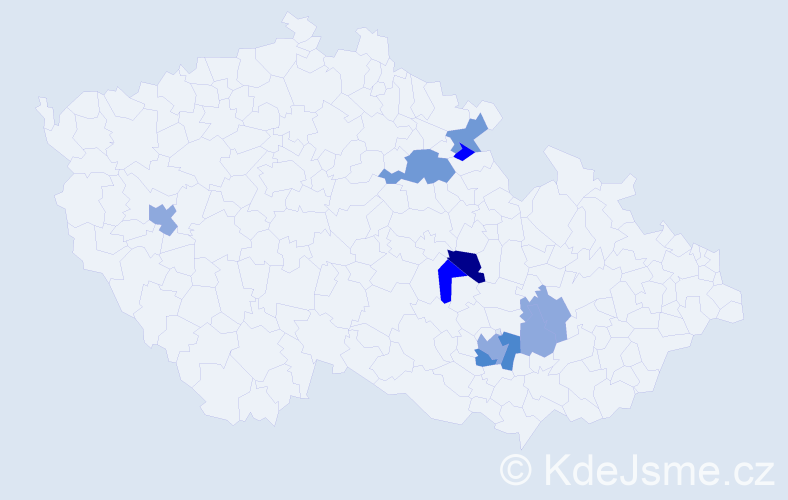 Příjmení: 'Krejsek', počet výskytů 25 v celé ČR