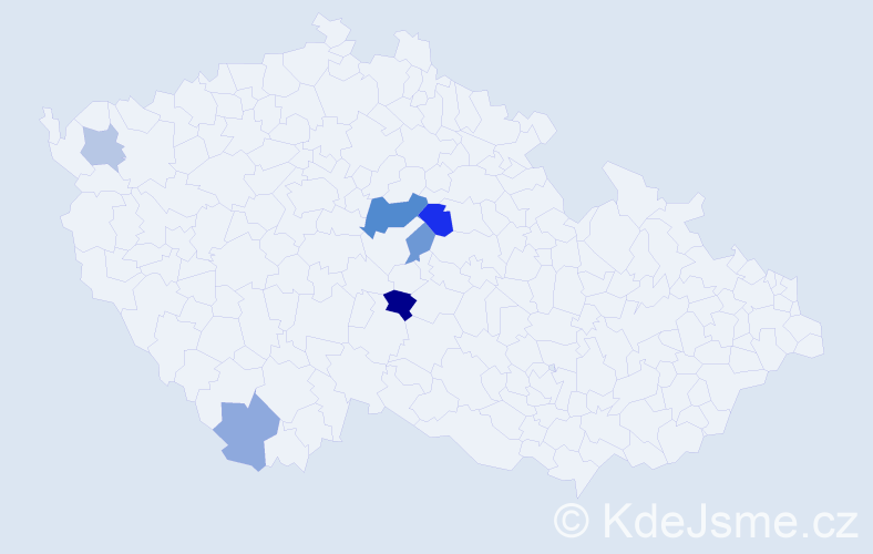 Příjmení: 'Kunar', počet výskytů 11 v celé ČR