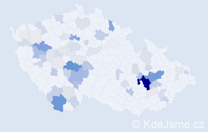 Příjmení: 'Kaprál', počet výskytů 244 v celé ČR