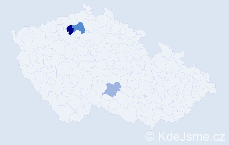 Příjmení: 'Fereje', počet výskytů 5 v celé ČR
