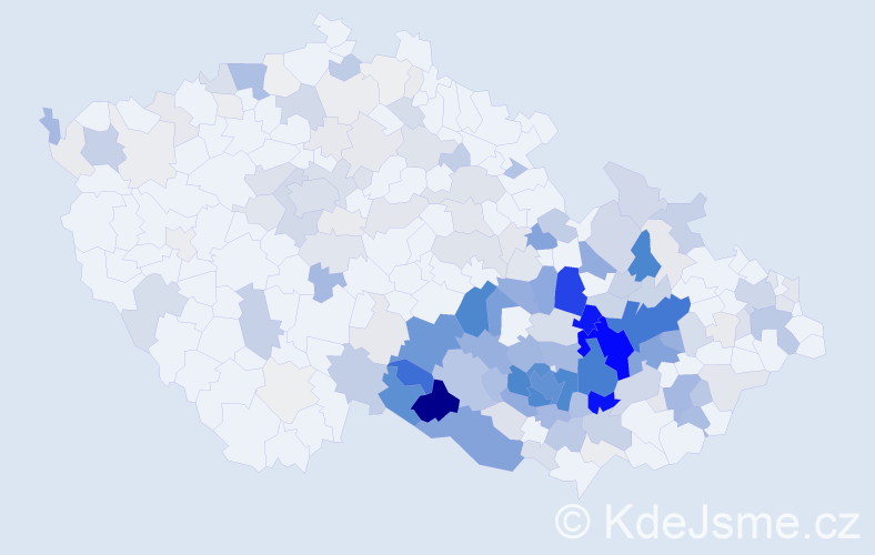 Příjmení: 'Kaláb', počet výskytů 825 v celé ČR