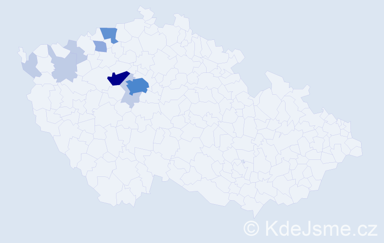 Příjmení: 'Abrham', počet výskytů 25 v celé ČR