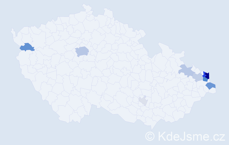 Příjmení: 'Cechel', počet výskytů 29 v celé ČR