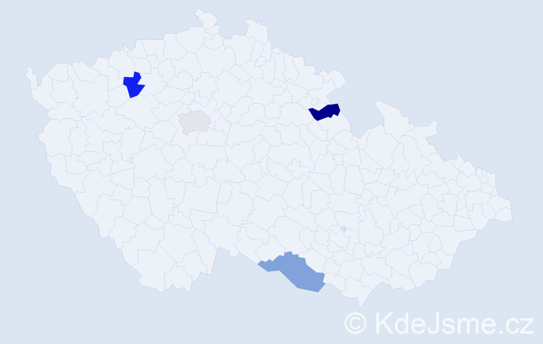 Příjmení: 'Travnicek', počet výskytů 4 v celé ČR