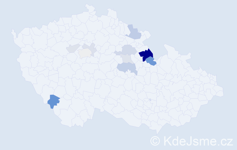 Příjmení: 'Matyková', počet výskytů 25 v celé ČR