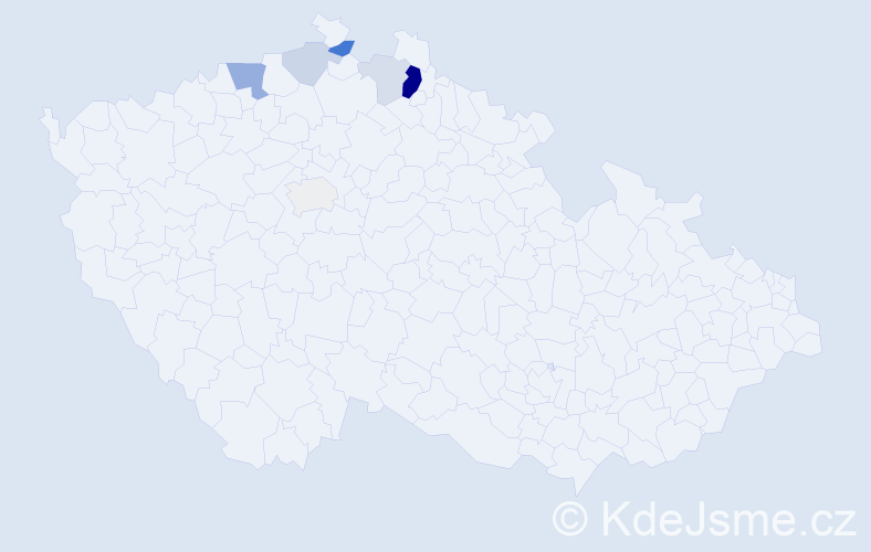 Příjmení: 'Broučilová', počet výskytů 18 v celé ČR