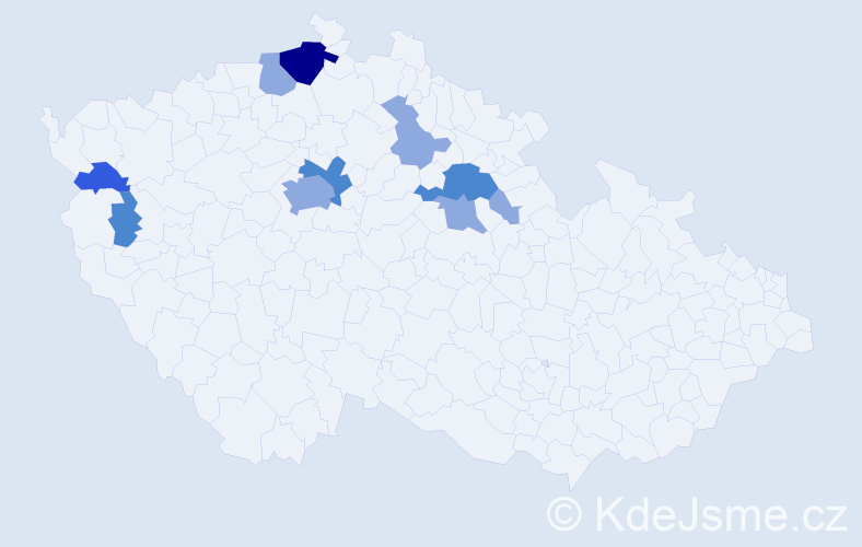 Příjmení: 'Mydlochová', počet výskytů 20 v celé ČR
