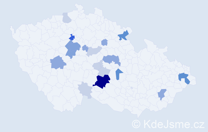 Příjmení: 'Huďová', počet výskytů 55 v celé ČR