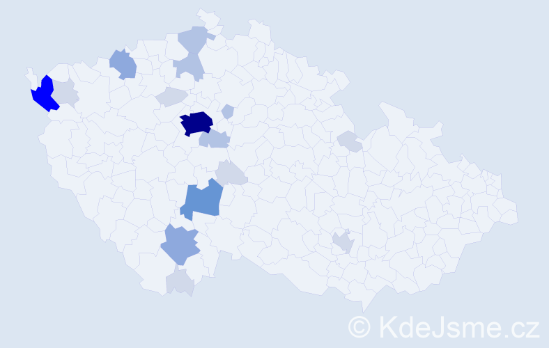 Příjmení: 'Valeška', počet výskytů 54 v celé ČR