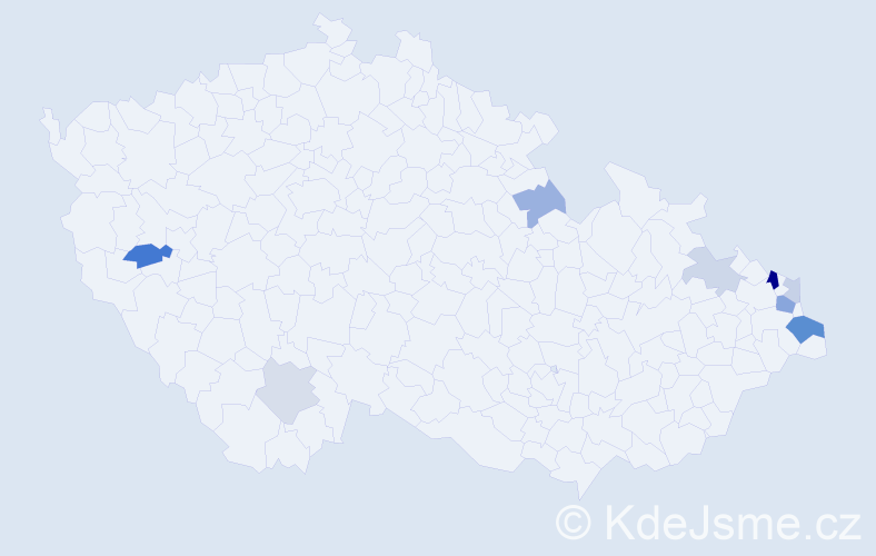Příjmení: 'Banas', počet výskytů 18 v celé ČR