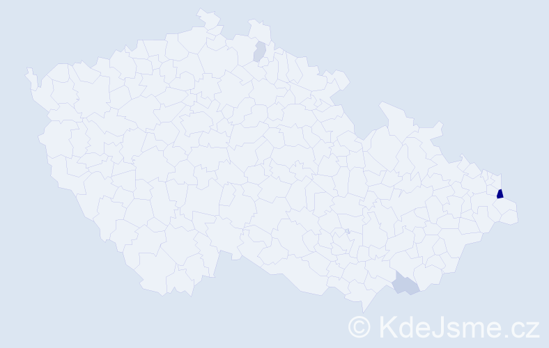 Příjmení: 'Kyc', počet výskytů 10 v celé ČR