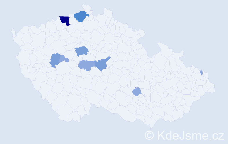 Příjmení: 'Dubčeková', počet výskytů 20 v celé ČR
