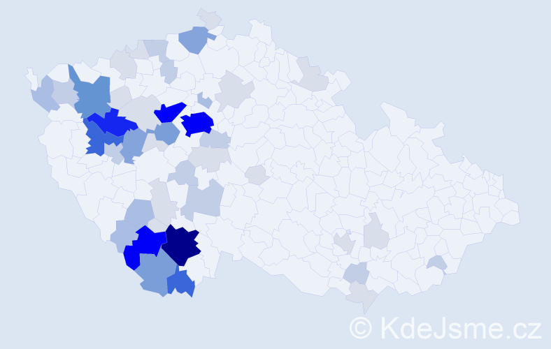 Příjmení: 'Toncar', počet výskytů 185 v celé ČR