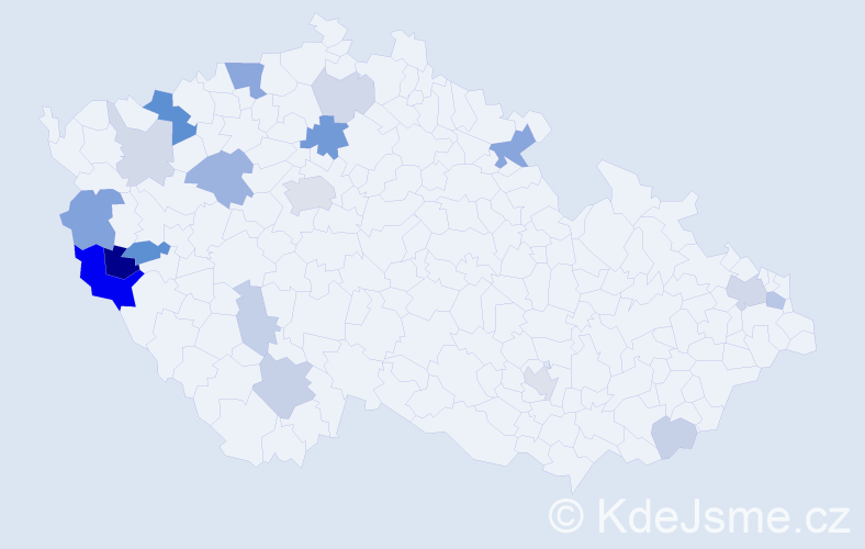 Příjmení: 'Köppl', počet výskytů 49 v celé ČR
