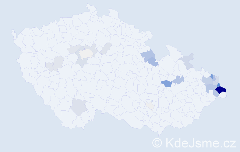 Příjmení: 'Zientek', počet výskytů 115 v celé ČR