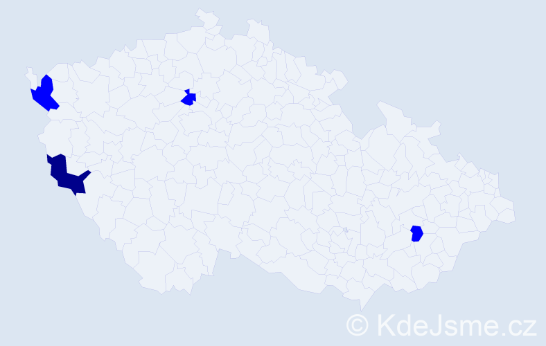 Příjmení: 'Čery', počet výskytů 5 v celé ČR