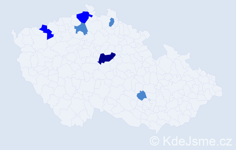 Příjmení: 'Kecl', počet výskytů 10 v celé ČR