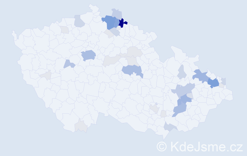 Příjmení: 'Patrmanová', počet výskytů 150 v celé ČR