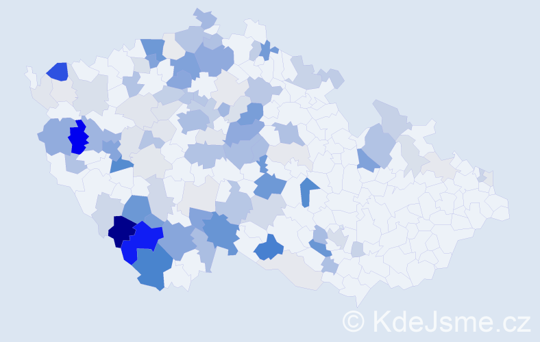 Příjmení: 'Štrobl', počet výskytů 366 v celé ČR