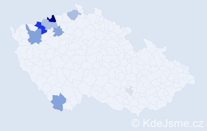 Příjmení: 'Rigan', počet výskytů 15 v celé ČR