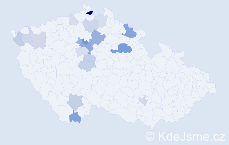Příjmení: 'Bavor', počet výskytů 43 v celé ČR