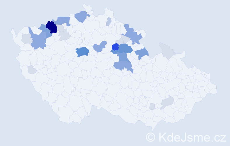 Příjmení: 'Leden', počet výskytů 102 v celé ČR