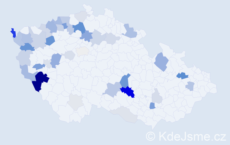 Příjmení: 'Peksa', počet výskytů 110 v celé ČR