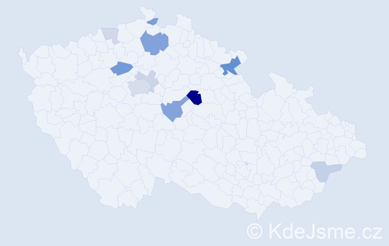 Příjmení: 'Listoň', počet výskytů 25 v celé ČR