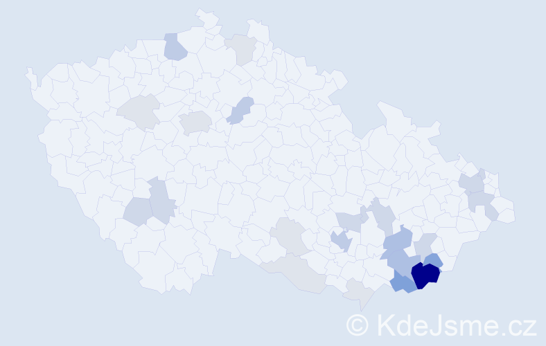 Příjmení: 'Kopunec', počet výskytů 84 v celé ČR
