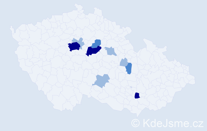 Příjmení: 'Kaura', počet výskytů 20 v celé ČR